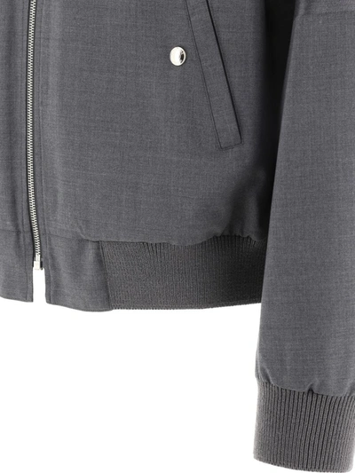 Shop Thom Browne "4-bar" Bomber Jacket In Grey