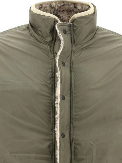 Shop Kapital "sashiko Boa" Reversible Fleece Jacket In Beige