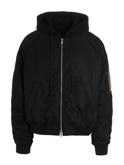 Shop Juunj Juun J Hooded Nylon Bomber Jacket In Black