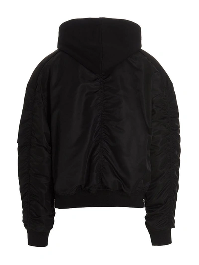 Shop Juunj Juun J Hooded Nylon Bomber Jacket In Black