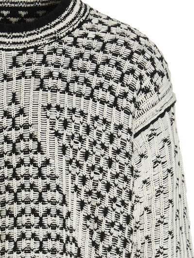 Shop Mm6 Maison Margiela Cable Sweater In White/black