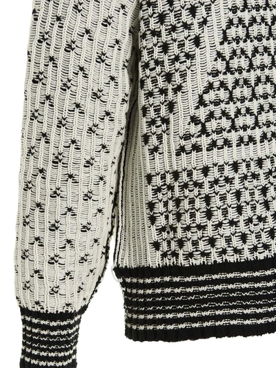 Shop Mm6 Maison Margiela Cable Sweater In White/black