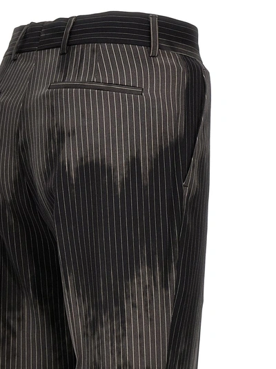 Shop Amiri 'sun Faded Pinstripe Flare' Pants In Black