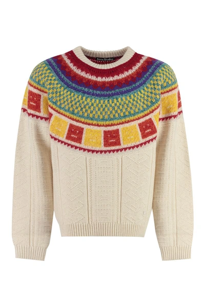 Acne Studios Jacquard Crew-neck Sweater In Panna | ModeSens