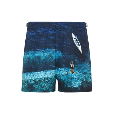 Shop Orlebar Brown Bulldog Photographic Swim Suit Swimwear In Blue