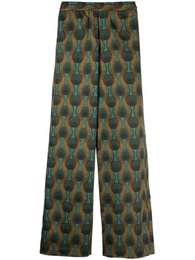 Shop Ozwald Boateng Elastic Waist Printed Cotton Trousers In Orange