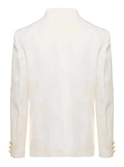 Shop Casablanca Envelope Jacket Viscose Silk Suiting Off-white - Off-white