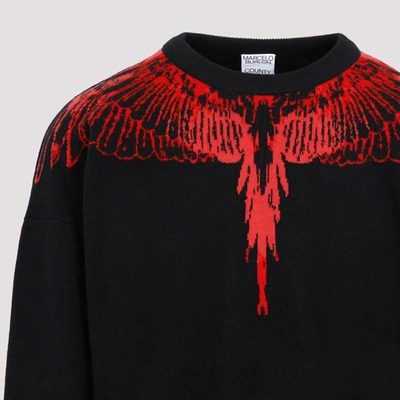 Shop Marcelo Burlon County Of Milan Crewneck Knitted Jumper Sweatshirt In Black