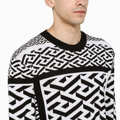 Shop Versace And White Crew Neck Sweater In Black