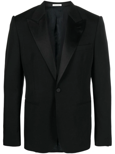 Shop Alexander Mcqueen Jacket With Silk Lapels In Black