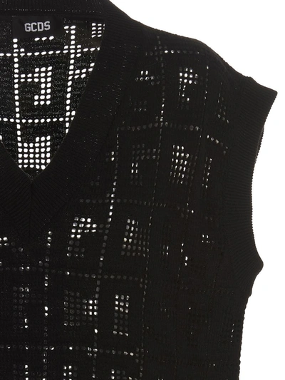 Shop Gcds 'monogram Macramè' Vest In Black