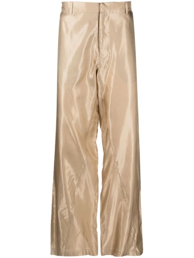Shop Bianca Saunders Silk Trousers In Beige