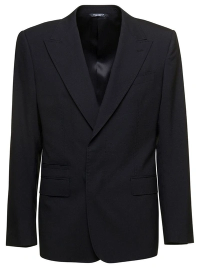 Shop Dolce & Gabbana 'new Sicilia' Black Single-breasted Jacket With Concelaed Fastening In Stretch Wool Man