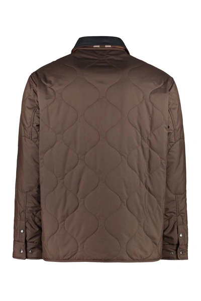 Shop Burberry Techno Fabric Jacket In Brown