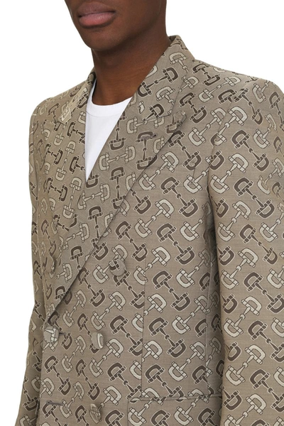 Shop Gucci Double-breasted Jacket In Beige