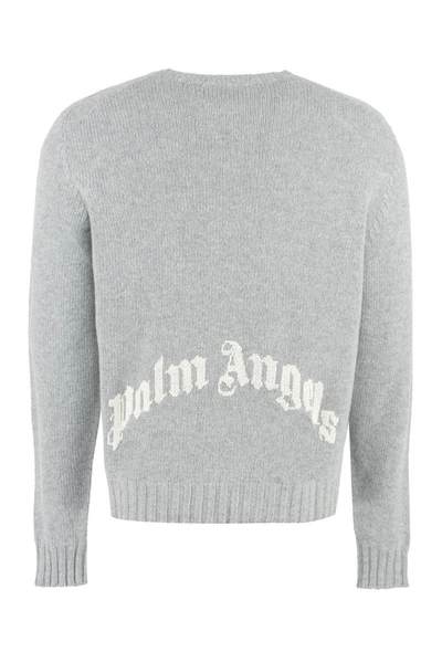 Palm Angels Intarsia-knit Logo Jumper In Grey
