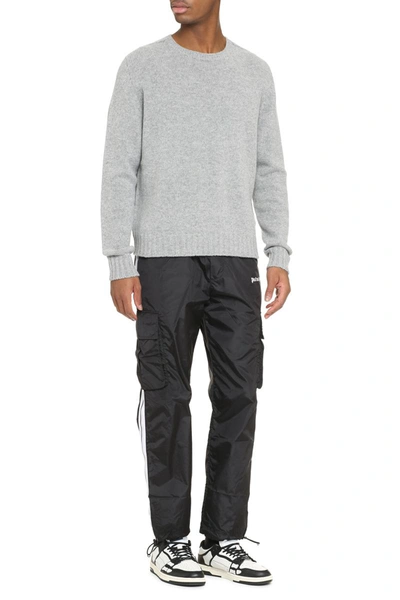 Palm Angels Intarsia-knit Logo Jumper In Grey