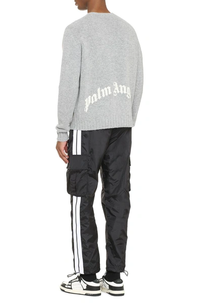 Palm Angels Intarsia-knit Logo Jumper In Grey