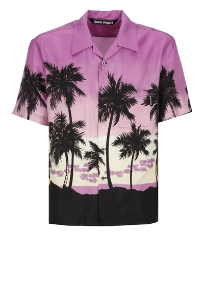 Shop Palm Angels Shirts In Purple  Black