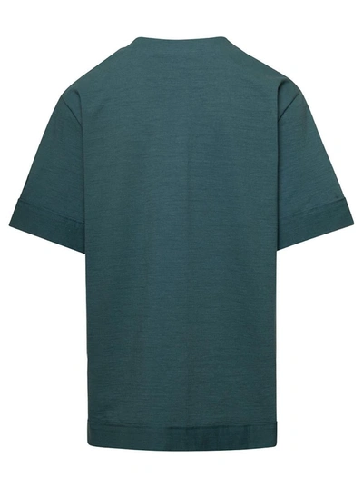 Shop Jil Sander Green V-neck T-shirt In Cotton Stretch Man