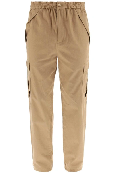 Shop Burberry Cotton Cargo Trousers In Beige