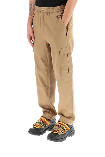 Shop Burberry Cotton Cargo Trousers In Beige