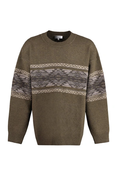 Shop Isabel Marant Alrick Crew-neck Wool Sweater In Khaki