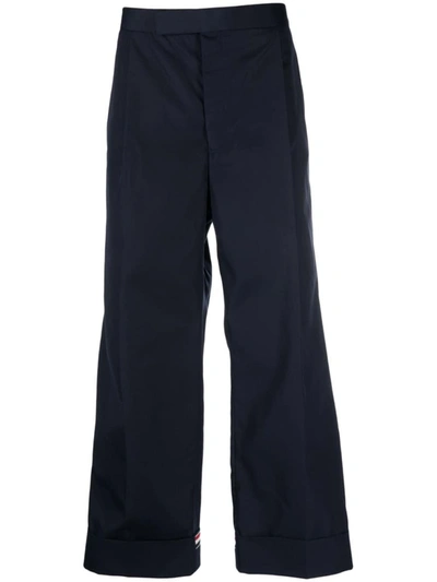 Shop Thom Browne Cotton Trousers In Blue