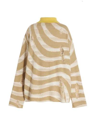 Shop Avril8790 Avril 8790 Patch Jacquard Sweater In Beige