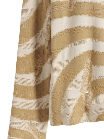 Shop Avril8790 Avril 8790 Patch Jacquard Sweater In Beige