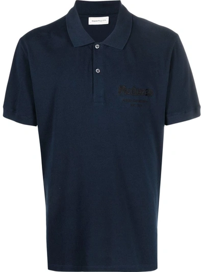 Shop Alexander Mcqueen Logo-embroidered Polo Shirt In Black