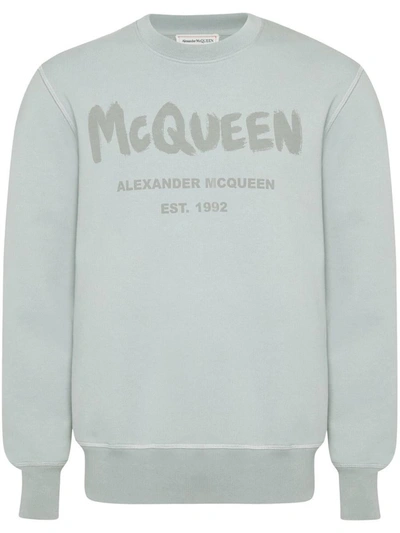 Shop Alexander Mcqueen Logo Cotton Sweatshirt In Grey