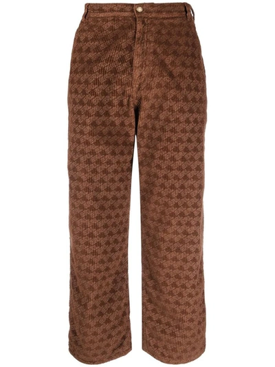 Shop Erl Textured Trousers In Brown