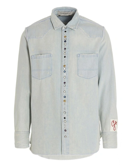 Shop Golden Goose Bleached Denim Shirt In Light Blue