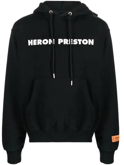 Shop Heron Preston Logo Cotton Hoodie In Black