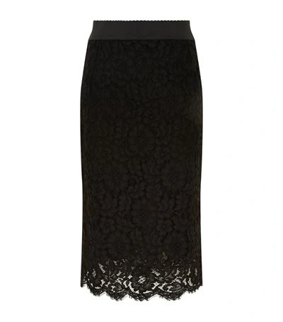 Dolce & Gabbana Straight Skirt In Cord Lace In Black