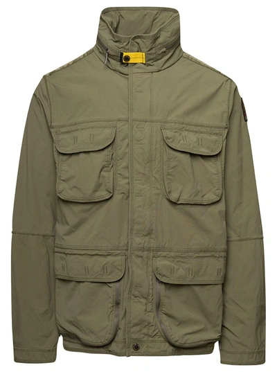 Shop Parajumpers 'celsius' Green Water Repellent Jacket With Logo Patch In Cotton Blend Man