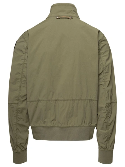 Shop Parajumpers 'celsius' Green Water Repellent Jacket With Logo Patch In Cotton Blend Man
