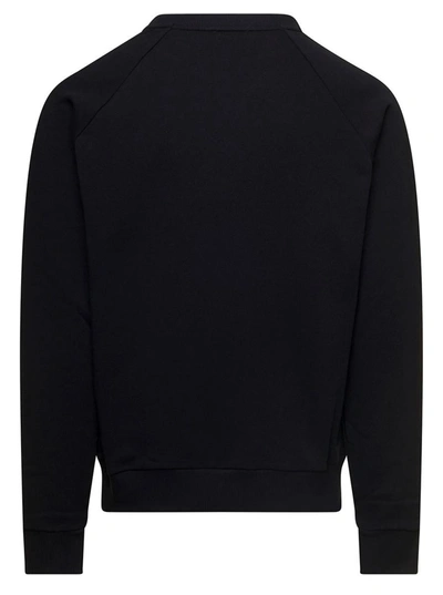 Shop Balmain Black Crewneck Sweatshirt With Contrasting Logo Lettering Print In Cotton Man