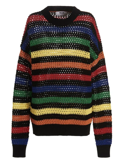 Shop Msgm Multicolor Striped Sweater