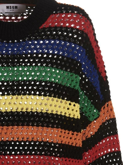 Shop Msgm Multicolor Striped Sweater