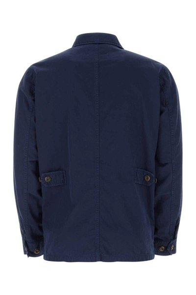 Fay And Cotton Twill Bomber Jacket In Blue