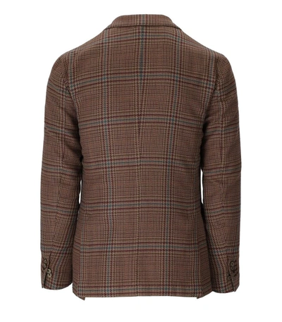 Shop Santaniello Brown Tartan Single-breasted Jacket