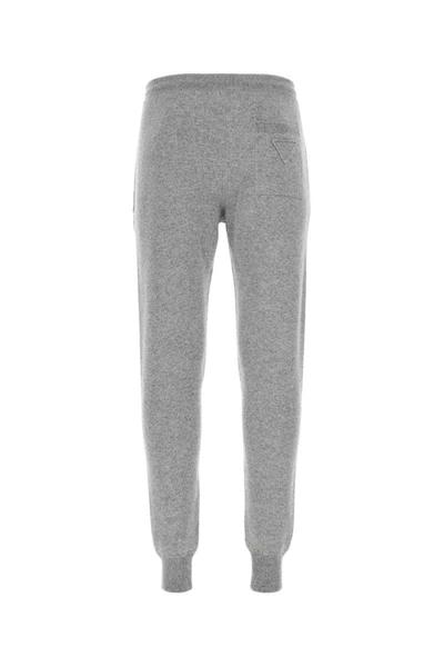 Prada Cashmere Blend Joggers Embroidered Detail In Grey