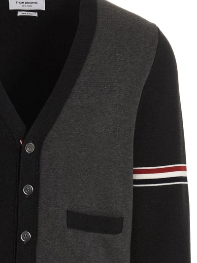 Shop Thom Browne Two-color Cardigan In Gray