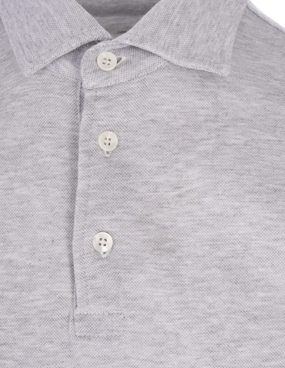 Shop Borrelli Classic Polo Shirt In Cotton Pique In Grey