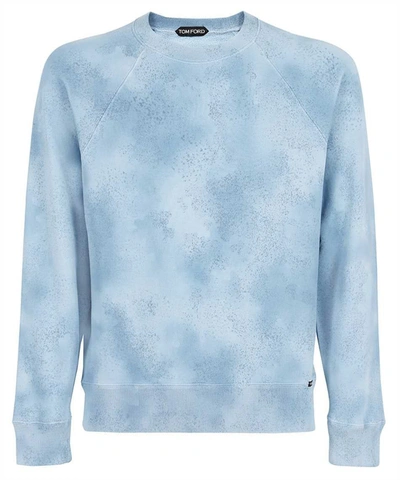 Shop Tom Ford Cotton Crew-neck Sweatshirt In Light Blue