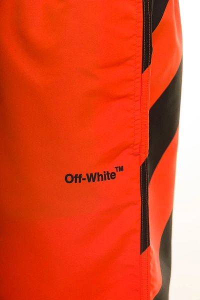 Shop Off-white Orange Swim Trunks With Diag Print At The Back In Polyester Man