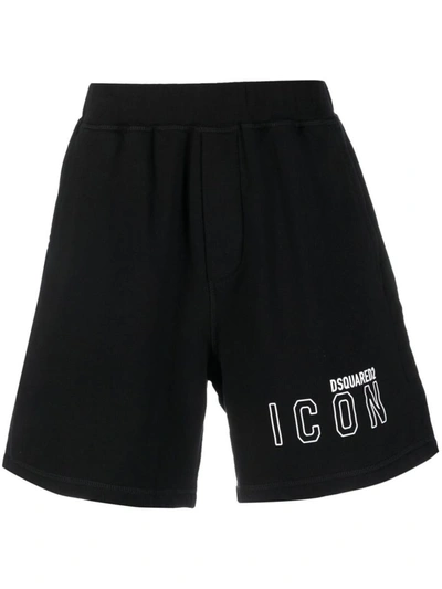 Shop Dsquared2 Shorts In <p>logo Print Cotton Track Shorts From  Featuring Black/white, Cotton, Logo Print To The Fr