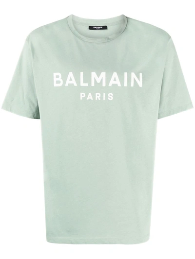 Shop Balmain T-shirt With Logo In Verde Chiaro